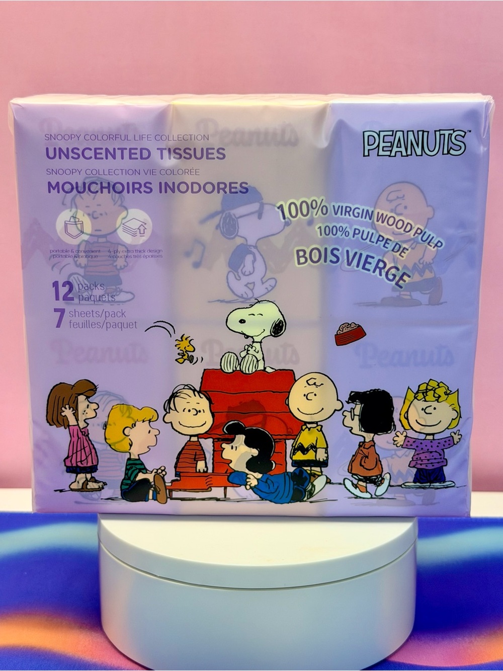 Peanuts Snoopy Unscented Tissues - Pastel Purple and Cream Pack